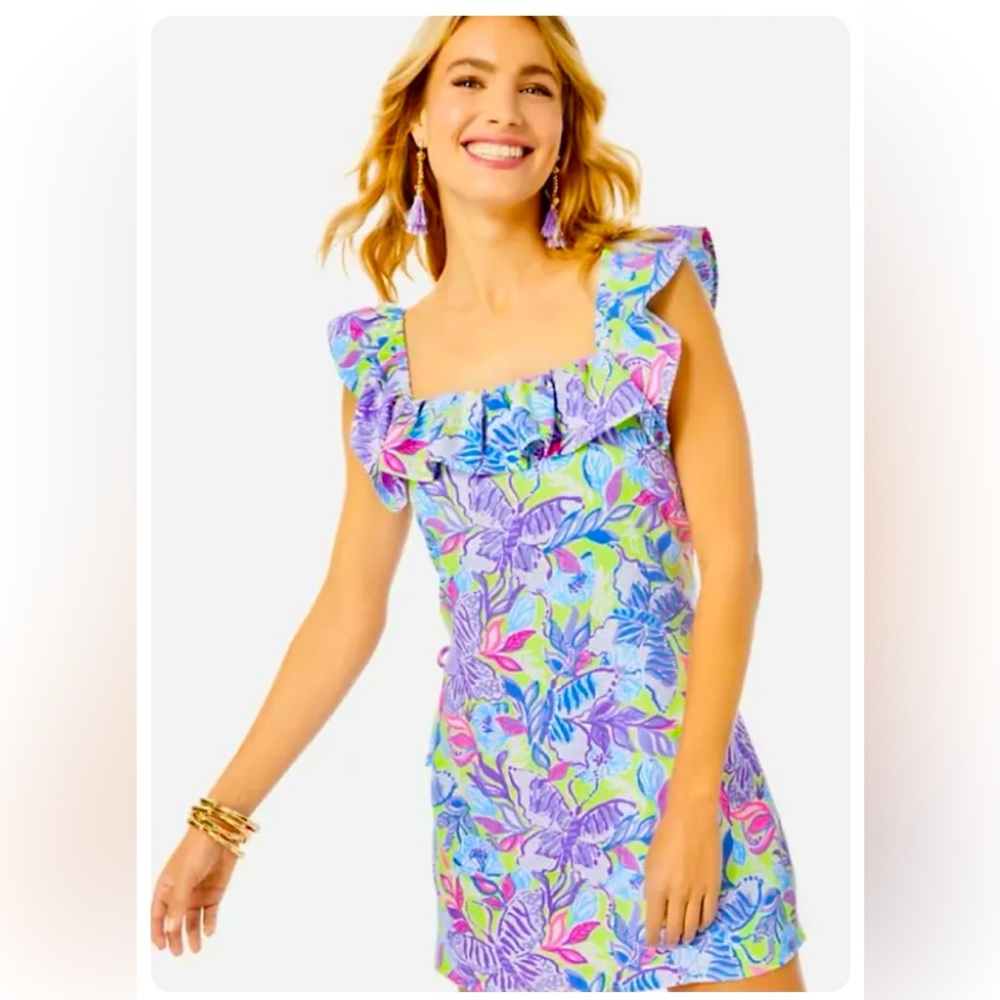 Lilly Pulitzer Zoya ruffle romper Dew Drop Stay Fly size 00